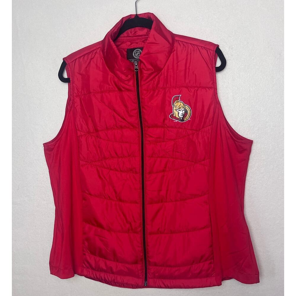 Ottawa Senators Women's Red Puffer Vest Stretch Side Panels Size XXL NHL Hockey